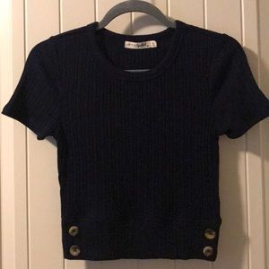 Cropped short sleeve sweater